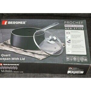 Prochef Pressed Aluminum Non-Stick 3.5 Quart Saucepan with Lid by Bergner